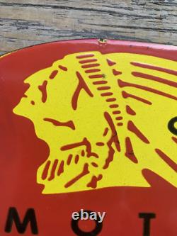 Vintage Indian Motorcycle Motor Oil Sales & Service Gasoline Gas Porcelain Sign