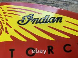 Vintage Indian Motorcycle Motor Oil Sales & Service Gasoline Gas Porcelain Sign