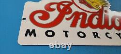 Vintage Indian Motorcycle Porcelain Gas Service Station Large Dealer Plate Sign