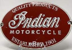 Vintage Indian Motorcycle Porcelain Sign Gas Oil Harely Davidson Scout Polaris