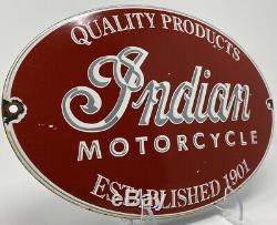 Vintage Indian Motorcycle Porcelain Sign Gas Oil Harely Davidson Scout Polaris