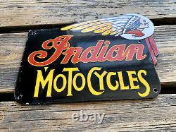 Vintage Indian Motorcycles Chief Motor Oil Sales & Service Gas Porcelain Sign