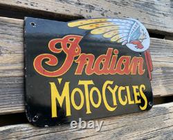 Vintage Indian Motorcycles Chief Motor Oil Sales & Service Gas Porcelain Sign