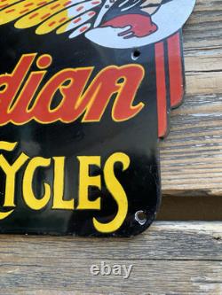 Vintage Indian Motorcycles Chief Motor Oil Sales & Service Gas Porcelain Sign