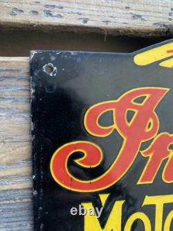 Vintage Indian Motorcycles Chief Motor Oil Sales & Service Gas Porcelain Sign