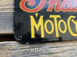 Vintage Indian Motorcycles Chief Motor Oil Sales & Service Gas Porcelain Sign