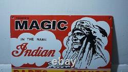 Vintage Indian Motorcycles Porcelain Sign Chief Gas Oil Station Pump Plate Rare
