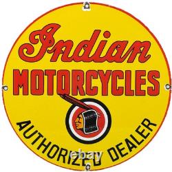 Vintage Indian Motorcycles Porcelain Sign Dealership Motor Bike Harley Gas Oil