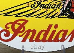 Vintage Indian Motorcycles Porcelain Sign, Dealership, Motor Bike Harley Gas Oil