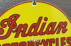 Vintage Indian Motorcycles Porcelain Sign Dealership Motor Bike Harley Gas Oil
