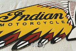 Vintage Indian Motorcycles Porcelain Sign, Dealership Motor Bike Harley Gas Oil