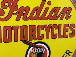 Vintage Indian Motorcycles Porcelain Sign Dealership Motor Bike Harley Gas Oil