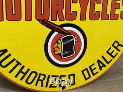 Vintage Indian Motorcycles Porcelain Sign Dealership Motor Bike Harley Gas Oil