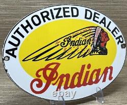 Vintage Indian Motorcycles Porcelain Sign, Dealership, Motor Bike Harley Gas Oil