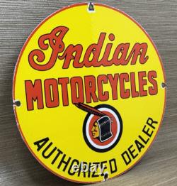 Vintage Indian Motorcycles Porcelain Sign Dealership Motor Bike Harley Gas Oil