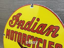 Vintage Indian Motorcycles Porcelain Sign Dealership Motor Bike Harley Gas Oil