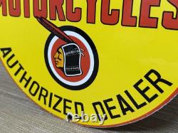 Vintage Indian Motorcycles Porcelain Sign Dealership Motor Bike Harley Gas Oil