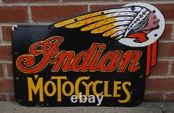 Vintage Indian Motorcycles Porcelain Sign Rare Gas Oil Service Station Pump Ad