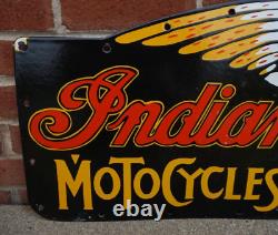 Vintage Indian Motorcycles Porcelain Sign Rare Gas Oil Service Station Pump Ad