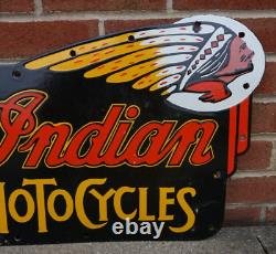 Vintage Indian Motorcycles Porcelain Sign Rare Gas Oil Service Station Pump Ad