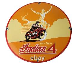 Vintage Indian Motorcycles Sign Gas Pump Service Station Porcelain Sign