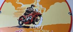 Vintage Indian Motorcycles Sign Gas Pump Service Station Porcelain Sign