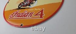 Vintage Indian Motorcycles Sign Gas Pump Service Station Porcelain Sign
