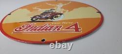 Vintage Indian Motorcycles Sign Gas Pump Service Station Porcelain Sign