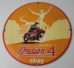 Vintage Indian Motorcycles Sign Gas Pump Service Station Porcelain Sign