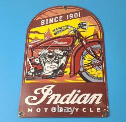 Vintage Indian Motorcycles Sign Gas Service Station Biker Porcelain Sign