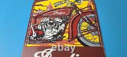 Vintage Indian Motorcycles Sign Gas Service Station Biker Porcelain Sign