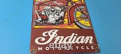 Vintage Indian Motorcycles Sign Gas Service Station Biker Porcelain Sign