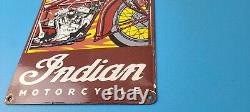Vintage Indian Motorcycles Sign Gas Service Station Biker Porcelain Sign