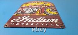 Vintage Indian Motorcycles Sign Gas Service Station Biker Porcelain Sign