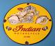 Vintage Indian Motorcycles Sign Porcelain Gas Pump Service Station Sign