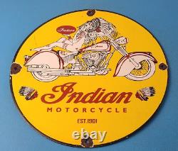 Vintage Indian Motorcycles Sign Porcelain Gas Pump Service Station Sign