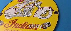 Vintage Indian Motorcycles Sign Porcelain Gas Pump Service Station Sign