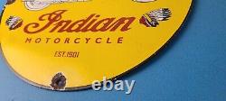 Vintage Indian Motorcycles Sign Porcelain Gas Pump Service Station Sign