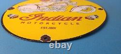 Vintage Indian Motorcycles Sign Porcelain Gas Pump Service Station Sign