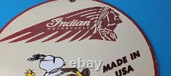 Vintage Indian Motorcycles Sign Snoopy Biker Sign Gas Pump Porcelain Sign