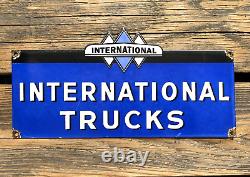 Vintage International Trucks Motor Oil Pump Service Gas Station Porcelain Sign