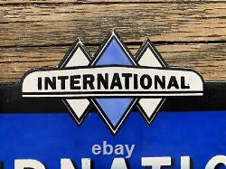 Vintage International Trucks Motor Oil Pump Service Gas Station Porcelain Sign