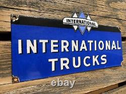 Vintage International Trucks Motor Oil Pump Service Gas Station Porcelain Sign