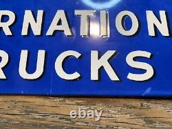 Vintage International Trucks Motor Oil Pump Service Gas Station Porcelain Sign