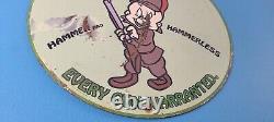 Vintage Ithaca Guns Sign Firearm Sales Shop Porcelain Gas Oil Pump Plate Sign