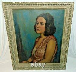 Vintage JOSEPH BURGESS (1891 1961) Society Female Portrait O/B Painting 1953