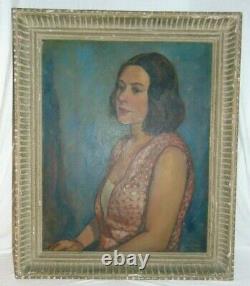 Vintage JOSEPH BURGESS (1891 1961) Society Female Portrait O/B Painting 1953