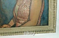 Vintage JOSEPH BURGESS (1891 1961) Society Female Portrait O/B Painting 1953