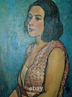 Vintage JOSEPH BURGESS (1891 1961) Society Female Portrait O/B Painting 1953