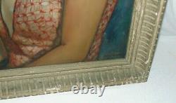 Vintage JOSEPH BURGESS (1891 1961) Society Female Portrait O/B Painting 1953